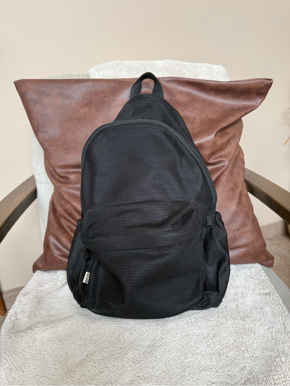 Beis Black Packable Mesh Backpack Unisex Travel Vacation